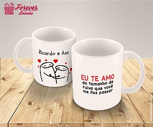 Caneca De Porcelana Bentô Eu te amo do tamanho da raiva