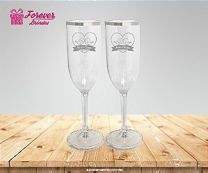 Taça Champanhe Borda Metalizada Casamento