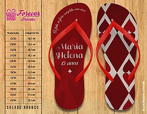 Chinelo Personalizado Aniversário de 15 Anos