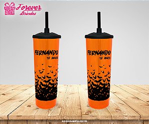 Copo Long Drink Tampa e Canudo HALLOWEEN