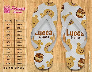 Chinelo Personalizado Aniversário Ursinho Pooh