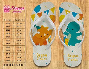 Chinelo Personalizado Aniversário de Dinossauro