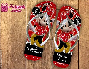 Chinelo De Aniversário Infantil Minnie Menina