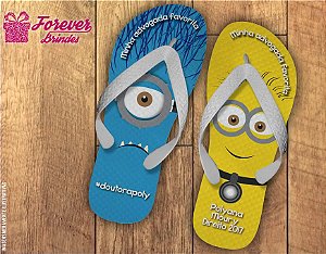 Chinelo De Aniversário Infantil Minions Menino e Menina