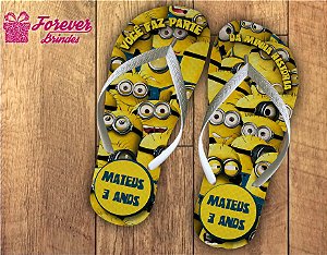 Chinelo De Aniversário Infantil Minions Menino