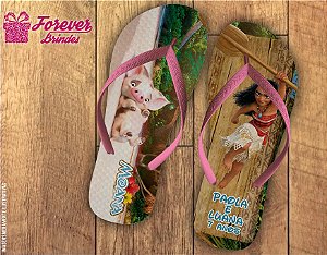 Chinelo De Aniversário Infantil Moana Menina