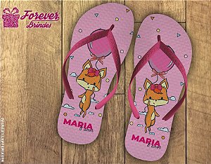 Chinelo De Aniversário Infantil Raposa Menina