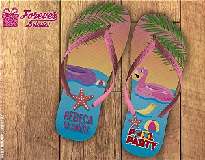 Chinelo Personalizado Infantil Pool Party COD 9898 - Brasil pé