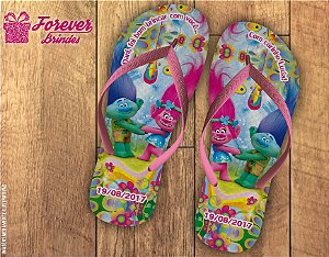 Chinelo De Aniversário Infantil Trolls Menina