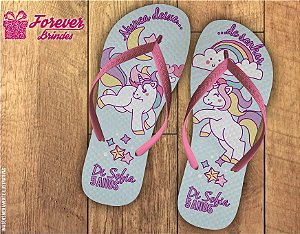 Chinelo De Aniversário Infantil Unicórnio Menina