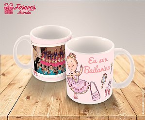 Caneca Porcelana Estampada Bailarina