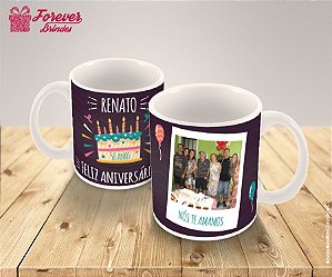 Caneca Porcelana Estampada Aniversario
