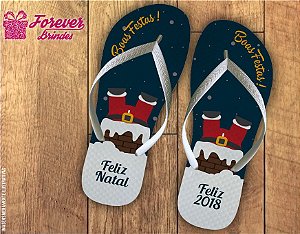 Chinelo De Natal Papai Noel Na Chaminé