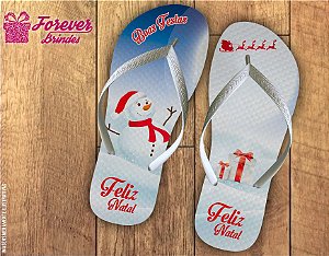 Chinelo De Natal Boneco De Neve