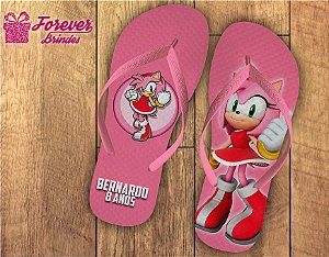 Chinelo Aniversário Infantil Sonic Amy Rose