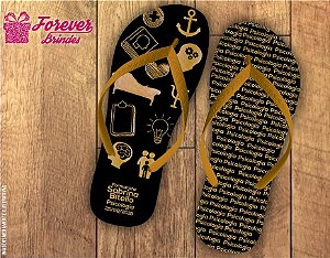 Chinelo Formatura Psicologia Preto e Dourado