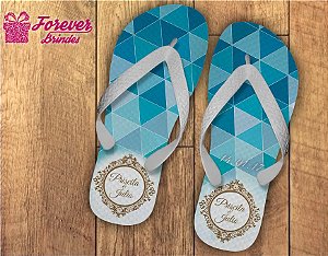 Chinelo casamento degrade azul