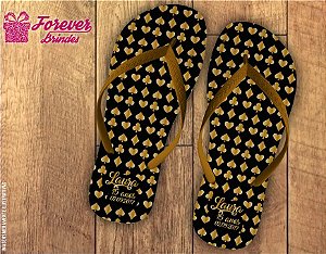 chinelo 15 anos naipe preto com dourado