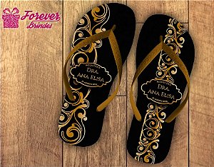 Chinelo formatura medicina arabesco preto com dourado