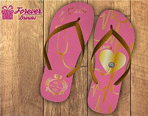 Chinelo formatura medicina dourado com rosa