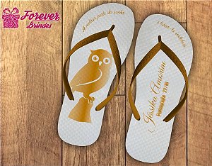 Chinelo formatura pedagogia dourado com branco