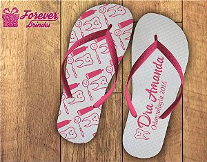 Chinelo Formatura Odontologia rosa com branco