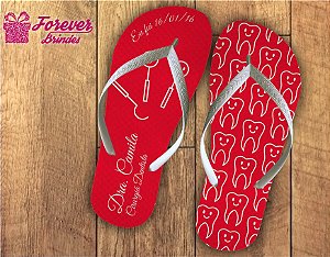 Chinelo formatura odontologia dente branco com vermelho