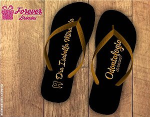 Chinelo Formatura Odontologia simples preto e dourado