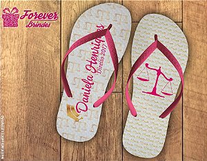 Chinelo Formatura Direito simples cor de rosa com balança