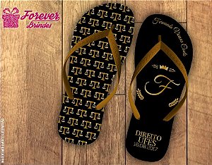 Chinelo Formatura direito balança preto com dourado