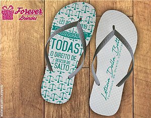 Chinelo Formatura direito branco com verde claro