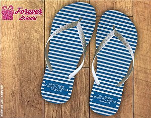 chinelo formatura direito listrado azul piscina com branco