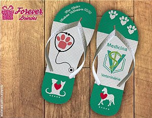 Chinelo Formatura medicina veterinária verde e branco