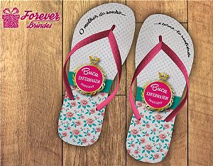 Chinelo formatura enfermagem com flores e poá