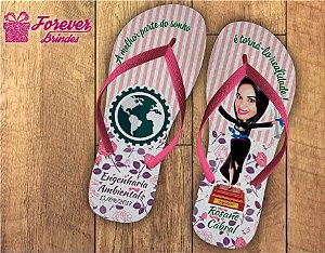 Chinelo Formatura Engenharia Ambiental caricatura com flores