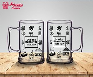 Caneca De Chopp Dia Dos Bancários Com Ícones