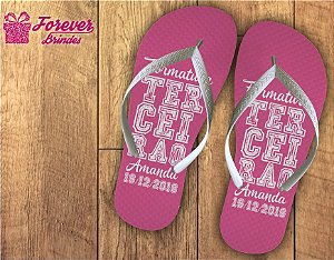 Chinelo Formatura Terceirão rosa com branco