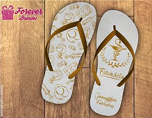 Chinelo Formatura Farmácia em dourado