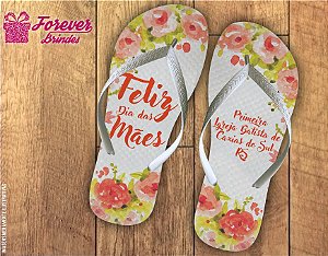 Chinelo Dia Das Mães flores e folhas