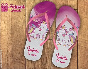 Chinelo De Aniversário Unicórnio Infantil