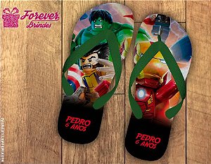 Chinelo Personalizado Aniversário Os Vingadores Lego - FOREVER BRINDES