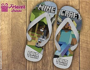 Chinelo Minecraft De Aniversário Personalizado