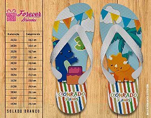 Chinelo Personalizado Aniversário Dinossauros