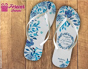 Chinelo De Medicina Com Flores Azuis