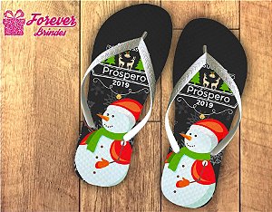 Chinelo De Natal Personalizado Boneco De Neve