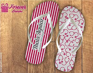 Chinelo Odontologia Listras Rosa e Branco