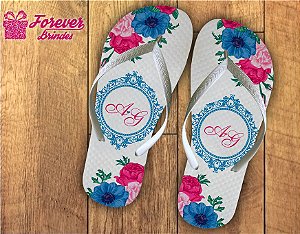 Chinelo De Casamento Personalizado Floral