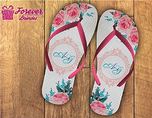 Chinelo De Casamento Floral Com Arabesco