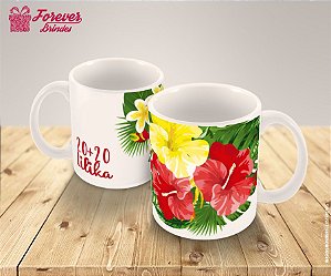 Caneca De Porcelana Aniversário Com Floral