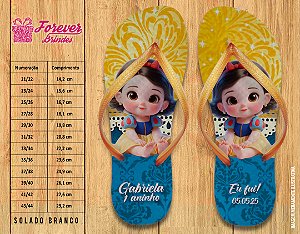 Chinelo Personalizado Aniversário Branca de Neve